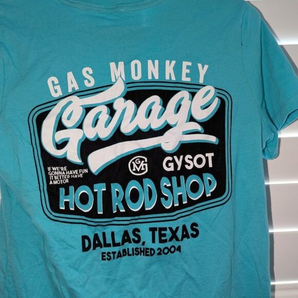 Gas Monkey Garage Hot Rod Shop Baby Tee Ladies Graphic Logo Dallas Texas Shirt - Picture 3 of 3